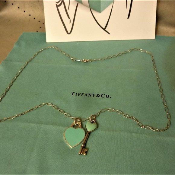 SOLD Tiffany Choker + Blue Key & Blue Heart SOLD - Picture 1 of 7